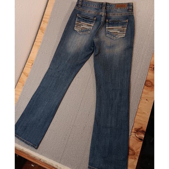Rock & Roll Cowgirl Boyfriend Jeans 27 30"X32" Blue Embroidered Southwestern - Picture 11 of 15